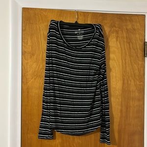 American Eagle outfitters soft & sexy long sleeve black & white pinstriped shirt